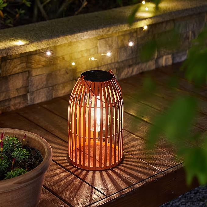 Solar Lantern Outdoor Waterproof Hanging Metal Birdcage Shaped Lantern Decorative Solar Light for Garden Yard Patio Porch