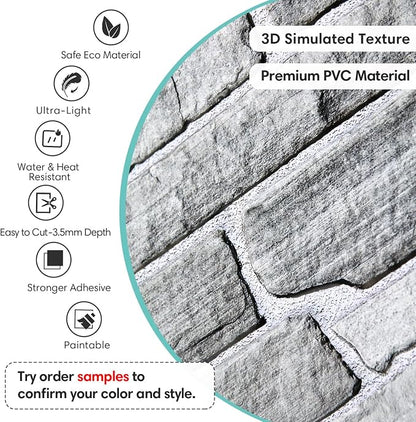 Commomy 12pcs Faux Stone 3D Wall Panels Peel and Stick - Image 3