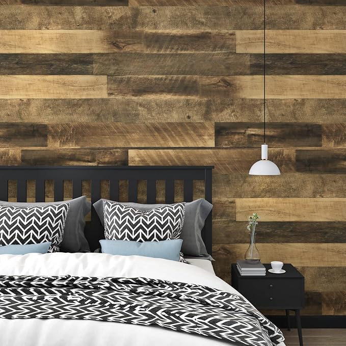 WESTICK Wide Brown Faux Wood Wallpaper - Image 6