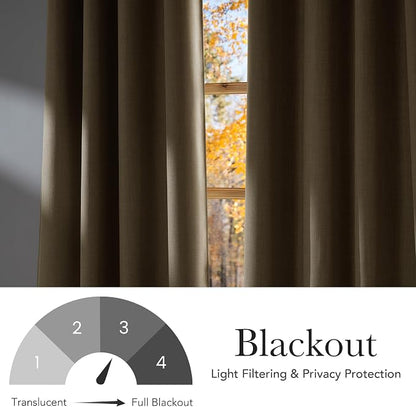 NICETOWN Oatmeal Faux Linen Room Darkening Rod Pocket Curtains 63 inch Length - Image 5