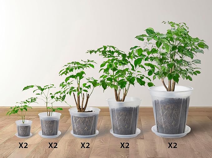 Large Clear pots for Plants,10 Sets 5/6/7/8/9 inch Thick Plastic Nursery pots for Plants with Drainage Holes for Monstera Plant Live,Succulents etc - Indoor and Outdoor use