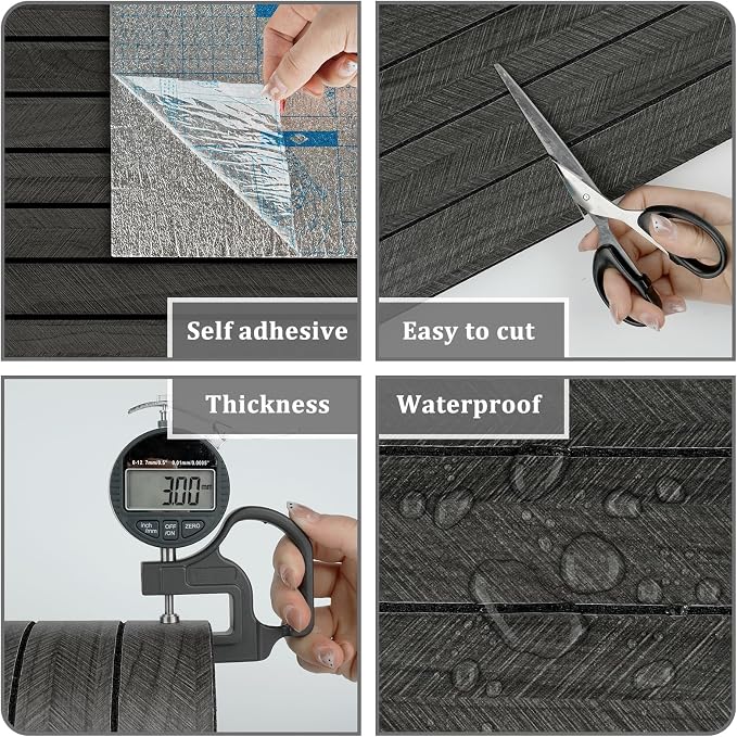 Self Adhesive Wood Slat Wall Paneling Grey/Black 3D Wood Panels - Image 5