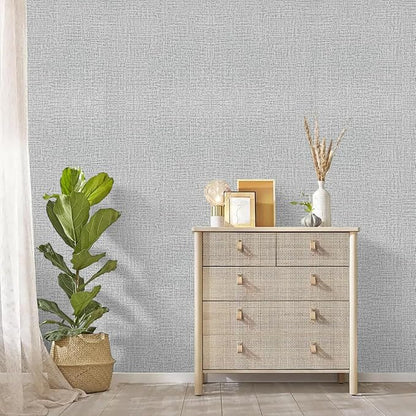 Grey Wallpaper Grasscloth Peel and Stick Wallpaper 17.7inchx393.7inch Textured - Image 6