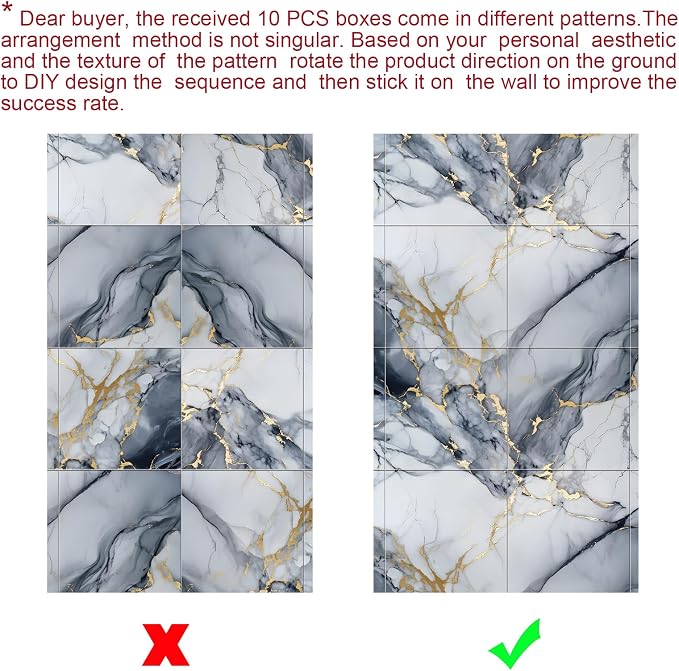Chejiaye 10pcs Marble Peel and Stick Backsplash Waterproof Washroom Wall Panels - Image 9