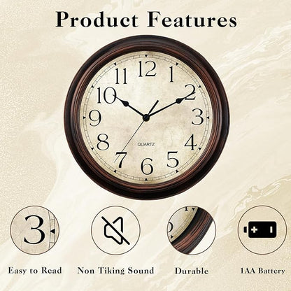 KECYET 12 Inch Wall Clocks Battery Operated Silent Non-Ticking Analog Wall - Image 4