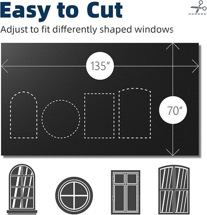 NIGHTON Portable Blackout Curtains 135"×70", Strong Hook and Loop Tape Strips - Image 5
