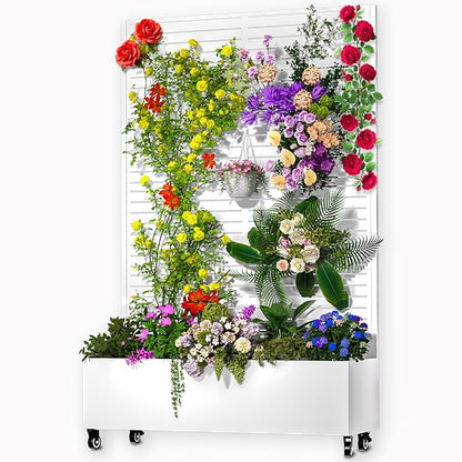 MTART Metal Planter Box with Trellis, 72.1"x47.2"x16" Outdoor Galvanized Raised by Unknown
