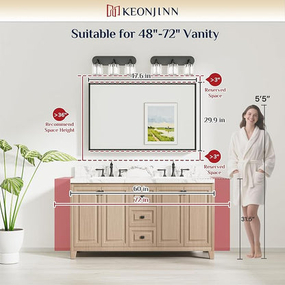 Keonjinn 48 x 30 Inch Black Bathroom Mirrors - Image 7