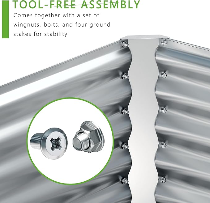 2PCS 6x2x1FT Galvanized Raised Garden Bed,Planter Raised Beds-Metal Garden Box,Large Plant for Outdoor Planting, Vegetables Bed,Flower,Herb-Sliver