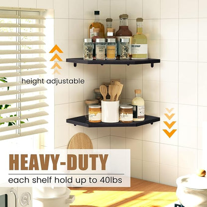 Fun Memories Corner Shelf Wall Mount, Floating Corner Shelves, Rustic Wood Wall - Image 3