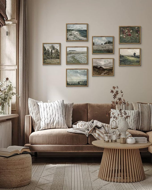 InSimSea Framed Canvas Wall Art Vintage Decor, The Vast Grassland Wall Art Room - Image 2