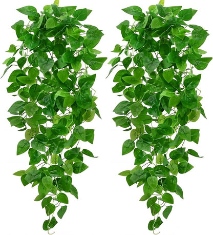 BLEUM CADE 2Pcs Fake Hanging Plants, 9 Branch Artificial Hanging Plant by BLEUMCADE