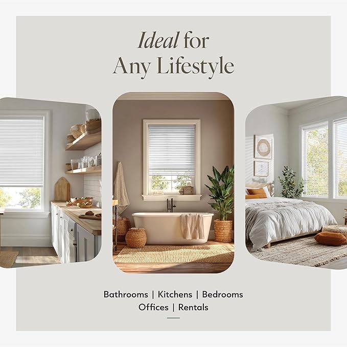 CHICOLOGY Cordless Mini Blinds for Indoor Windows, 67.25" W x 72" H, Light - Image 3