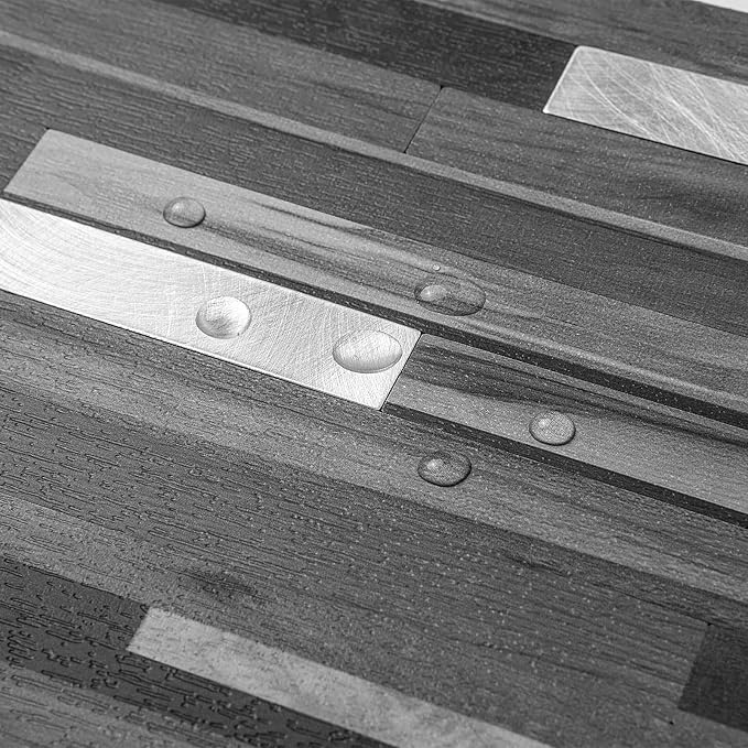 AULIGET Peel and Stick Backsplash, PVC Mixed Metal Stick on Bathroom Backsplash - Image 3