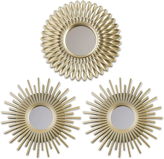 BONNYCO Gold Mirrors for Wall Pack of 3, Round Wall Mirrors Bedroom Room and by BONNYCO