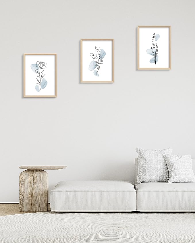 HesenDot Framed Blue Floral Canvas Wall Art, Minimalist Botanical Wall Art Decor - Image 5