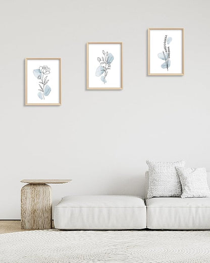 HesenDot Framed Blue Floral Canvas Wall Art, Minimalist Botanical Wall Art Decor - Image 5
