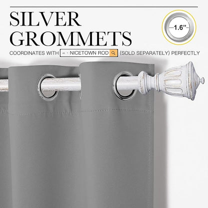 NICETOWN Silver Grey Room Darkening Curtain Panels 90" Long - Image 3