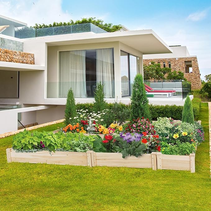 Yaheetech 3 Tier 47 x 47 x 22in Raised Garden Bed Horticulture Outdoor Elevated Flower Box Tiered Garden Bed Wooden Vegetables Growing Planter for Backyard/Patio/Gardener