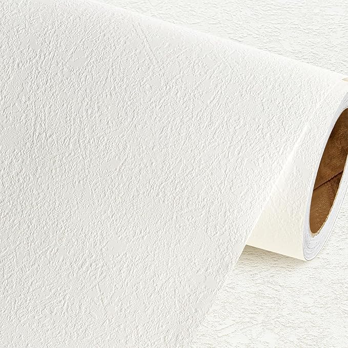 Livelynine White Textured Wallpaper Stick and Peel Modern 15.8x394 Self by Livelynine
