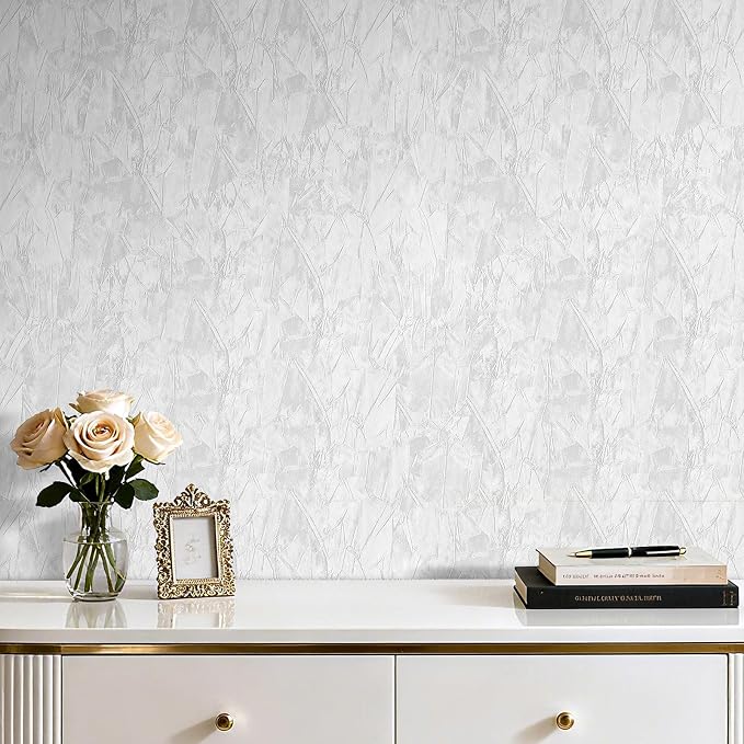 17.5"x317" Velvet Fabric Peel and Stick Wallpaper White Velvet Wallpaper Self - Image 6