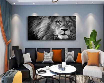 Baisuart Canvas Prints Wall Art Grey lion Stretched Canvas Wooden Framed - Image 3