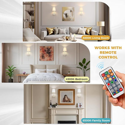 DORESshop Battery Operated Wall Sconce Set of 2, Wireless Wall Light Easy to - Image 7