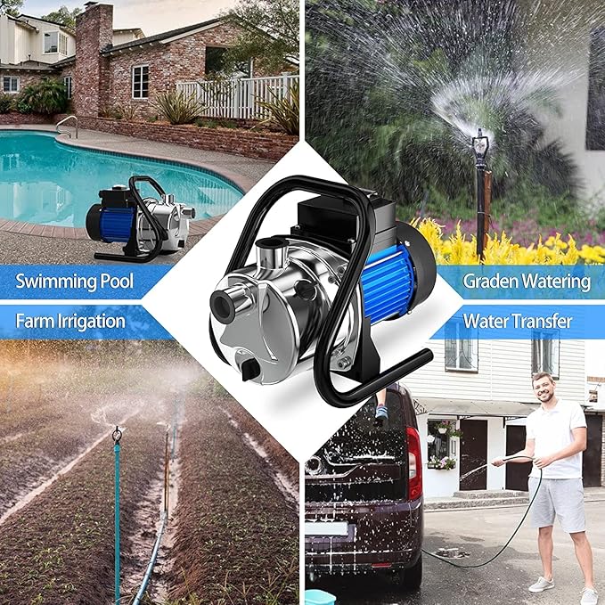 1.6 HP Portable Water Transfer Pump 1500 GPH Electric Shallow Well Pump Garden Booster Pumps for Draining Irrigation Lawn Farm Water Removal