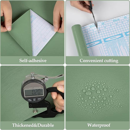 Wood Contact Paper Green Peel and Stick Wallpaper, Thickened No Tearing Vinyl - Image 5