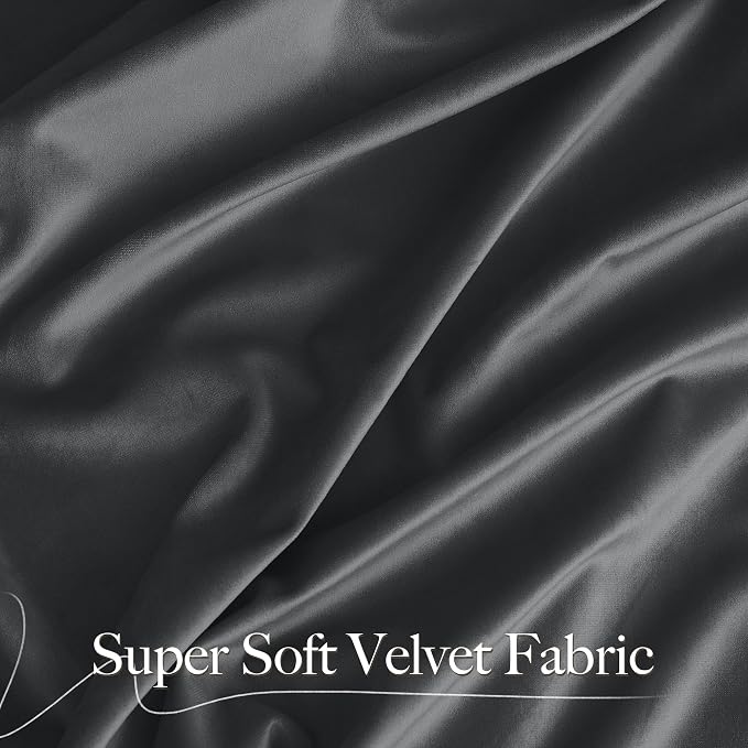 NICETOWN Grey Velvet Curtains 144 inches Long - Image 2