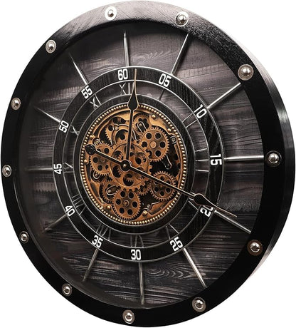 HOIBAI Wall Clock, 27 Inch Moving Gears Clock Large Wall Clock - Image 2