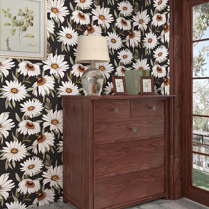 Daisy Floral Wallpaper Peel and Stick Boho Wallpaper - Image 7