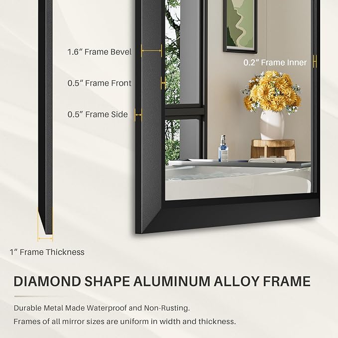 Briivue 36x30 Inch Black Bathroom Mirror - Image 5