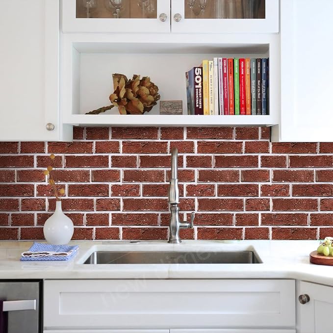 3D Peel and Stick Faux Brick Wall Panels 11.8" x 11.8" 10-Pack, Small - Image 2