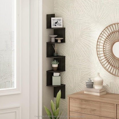 Furinno Rossi 5-Tier Floating Corner Shelf by Furinno-FitsYourSpaceFitsYourBudget