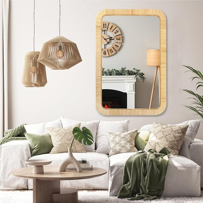 PERFNIQUE Rattan Mirror, Decorative Wall Nursery Decor, Rustic Farmhouse - Image 5