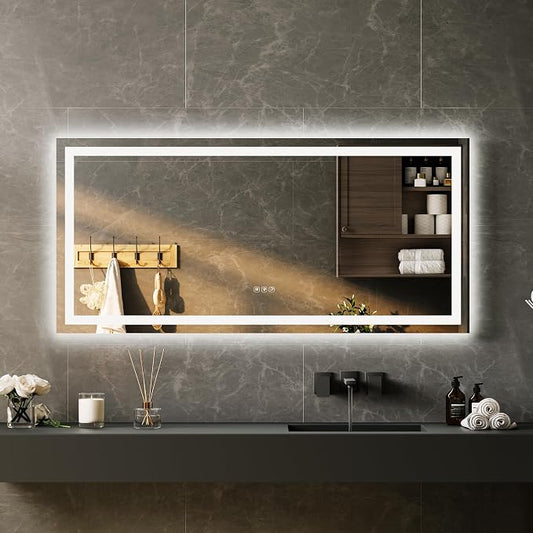 LED Bathroom Mirror 55 x 26 inch, Lighted Bathroom Vanity Mirror - Image 2