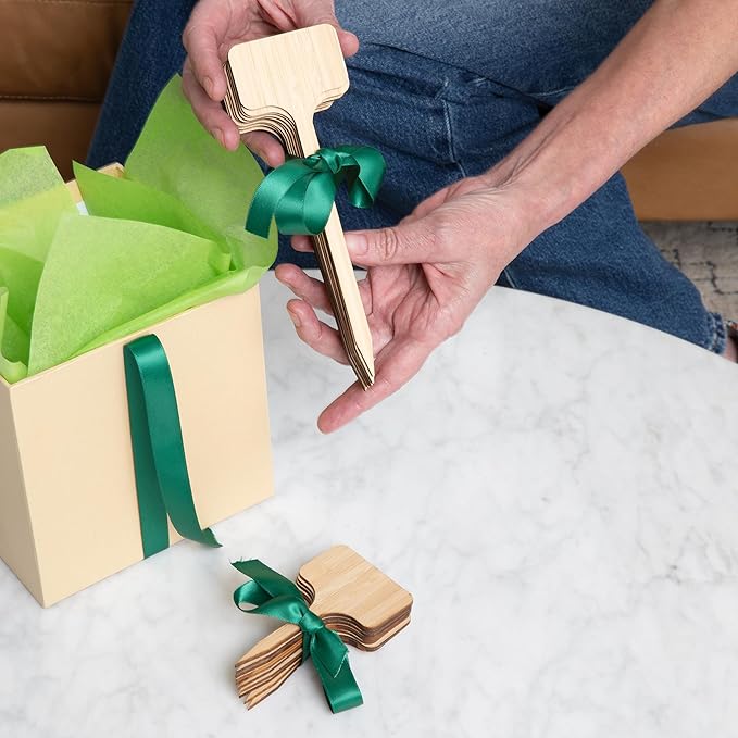 Bamboo Plant Stakes, 50pcs, Extra Long Plant Labels (2.25" x 1.5" x 7"), Bamboo Garden Signs, 50 pcs Plant Tags, Plant Identifications Stakes, Plant Markers