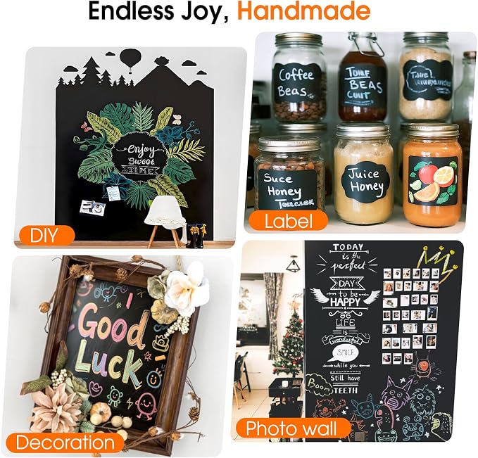 Chalkboard Wallpaper Peel and Stick, 17.5"x393.7" Blackboard Contact Paper Self - Image 4