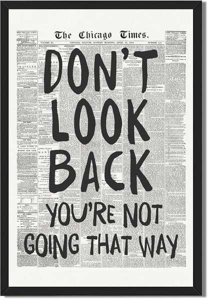 Framed Retro Newspaper Wall Art Trendy Black and White Poster Dont Look Back by Unknown