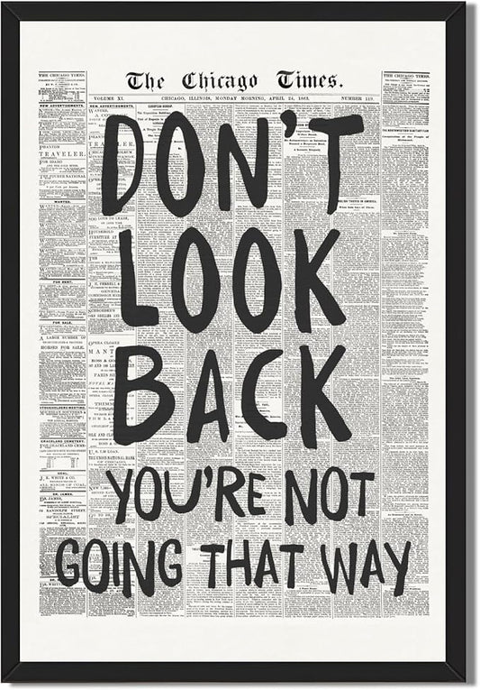 Framed Retro Newspaper Wall Art Trendy Black and White Poster Dont Look Back by Unknown