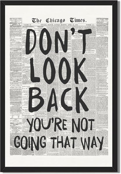 Framed Retro Newspaper Wall Art Trendy Black and White Poster Dont Look Back by Unknown