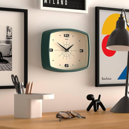 JONES CLOCKS® Movie wall Clock | Retro Rectangular Clock | 10 inch | Dark Green - Image 5