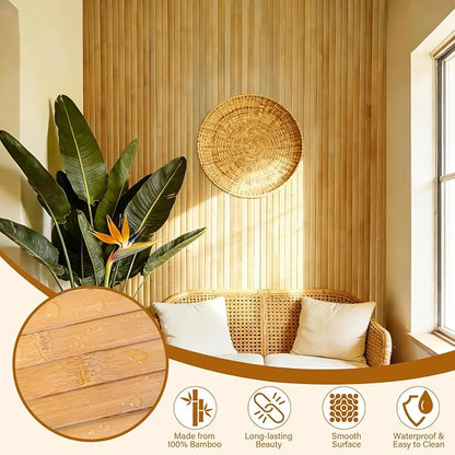 Natural Bamboo Wall Panel for Interior Wall Decor, Pole Wrap Wainscoting Wall - Image 3