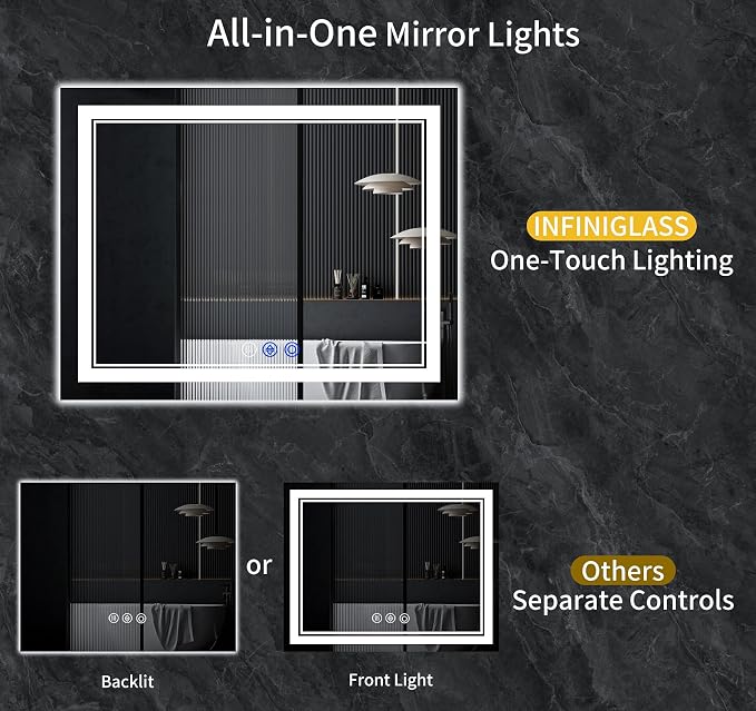 60"x36" LED Bathroom Mirror - Image 2