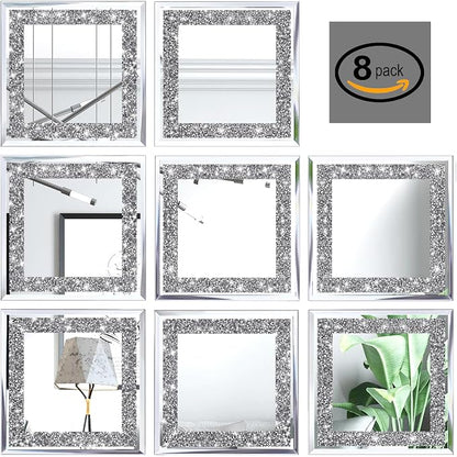 Crush Diamond Mirrors Wall Decor 6inch Mirror Tiles by XIHACTY