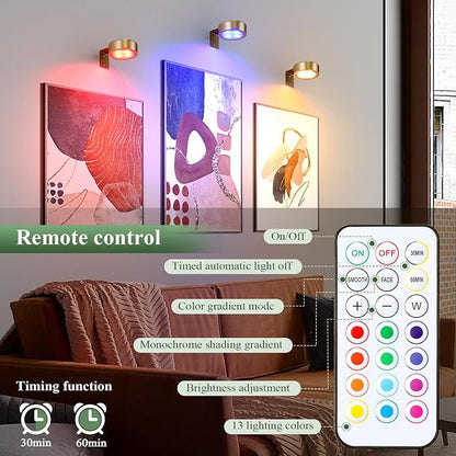 2-Pack Picture Light Battery Operated Painting Lights, 13 Color RGB Magnetic - Image 6