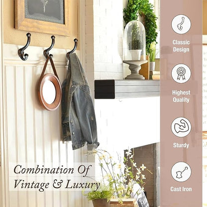 Rustic Cast Iron Coat Hooks Wall Mounted Farmhouse Decorative Wall Hooks - Image 6