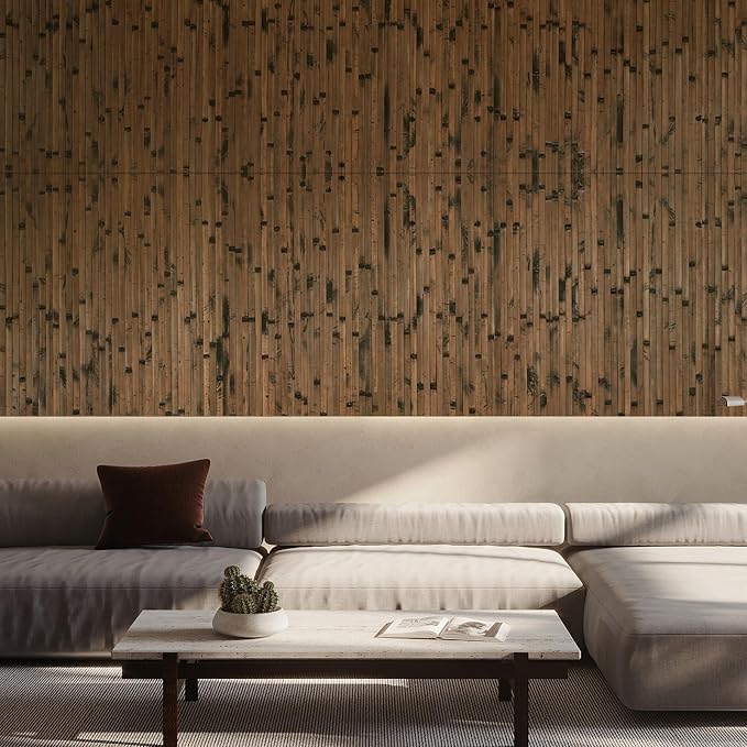 OUZUGIE 1 Pack 96x48 Inch Natural Bamboo Wall Panel – Brown Burned Pole Wrap - Image 9