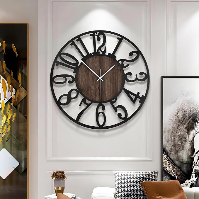 Large Wall Clock for Living Room Decor, 16 Inch Non Ticking Silent, Battery - Image 3